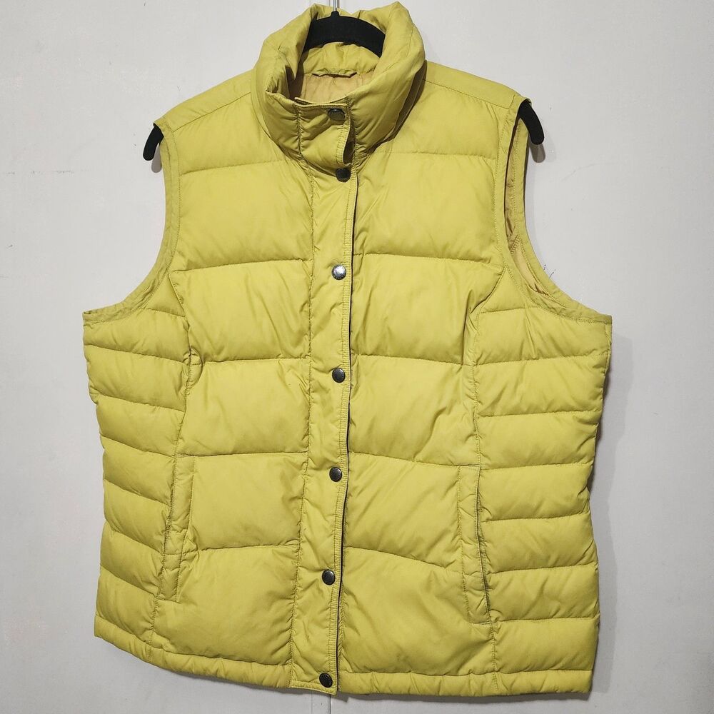 Lands End Green Quilted Goose Down Insulated Puffer Vest Women’s Medium 10-12
